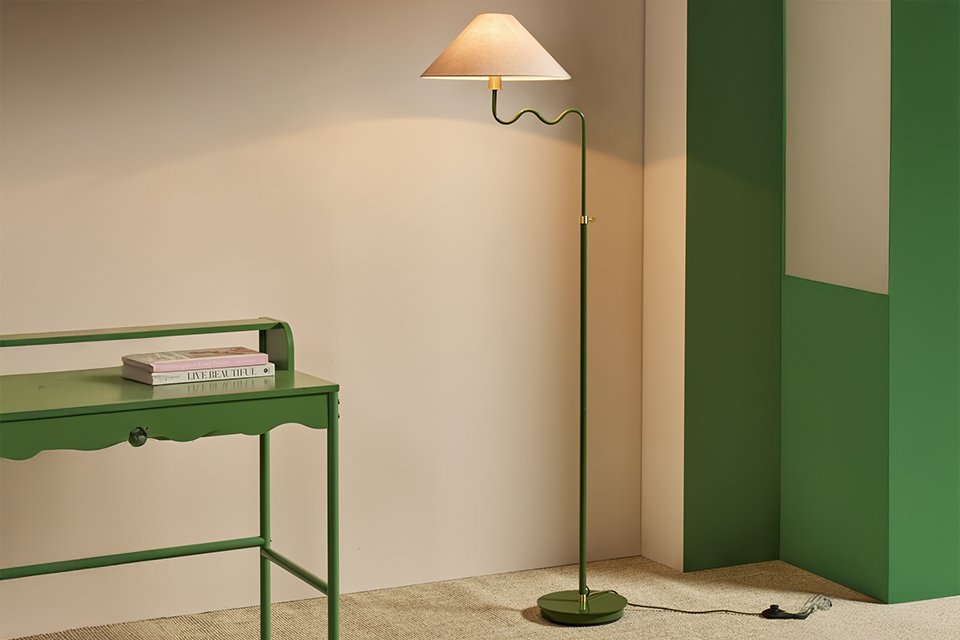Habitat Wiggle and Taper Floor Lamp in green & white.