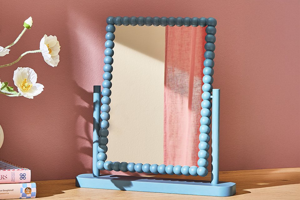 Habitat Blue Bobbin Dressing Table Mirror. 