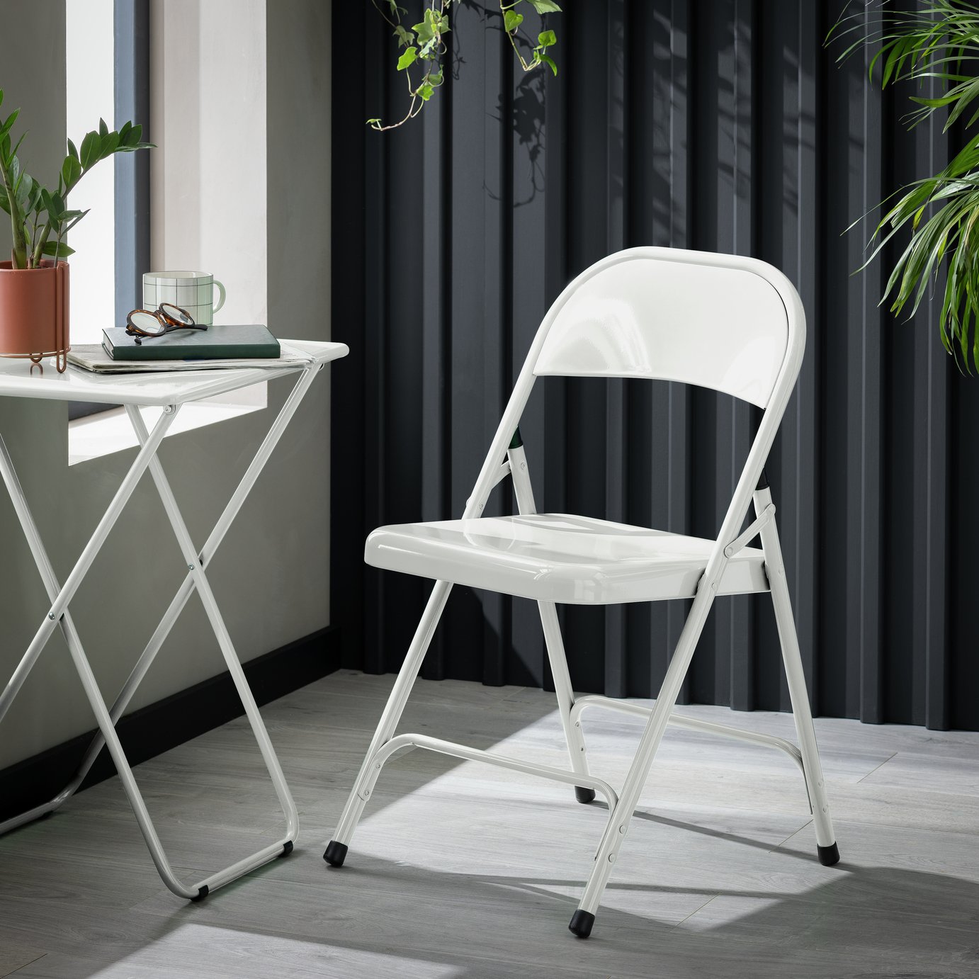 Habitat Macadam Metal Folding Chair - White