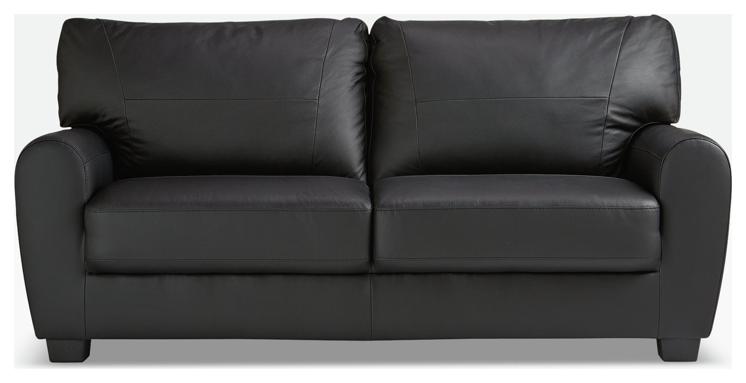 Argos Home Stefano 3 Seater Faux Leather Sofa - Black