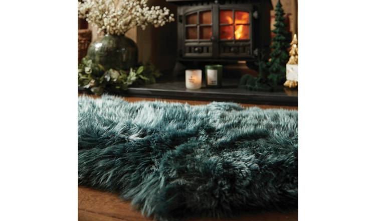 Mega Flooring Green Shaggy Plain Rug - 105 x 160cm