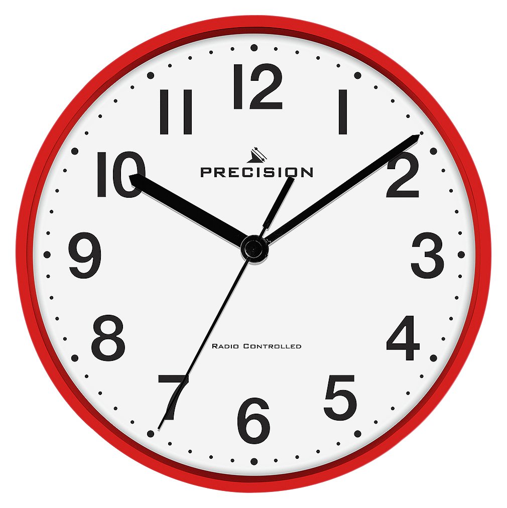 Precision Radio Controlled Wall Clock - Red