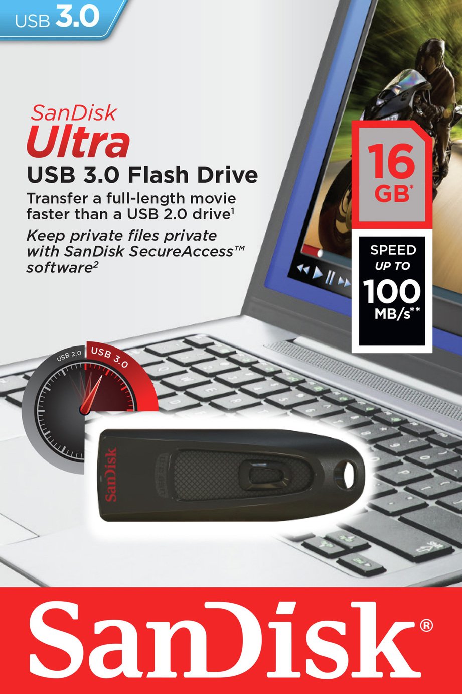 SanDisk Ultra 80 MB/s USB 3.0 Flash Drive - 16GB