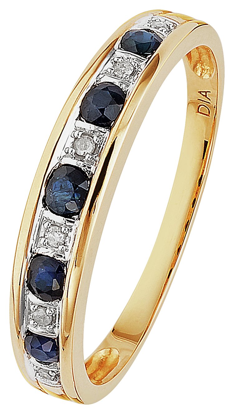Revere 9ct Yellow Gold Sapphire & Diamond Eternity Ring