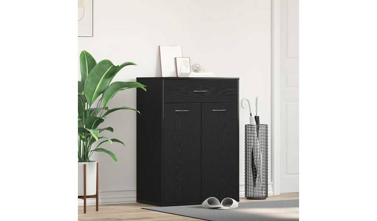 Walplus Engineered Wood Shoe Rack - Black Oak - 60 x 35 x 84 cm