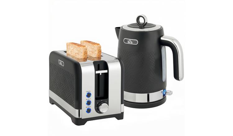 HOMCOM Rapid Boil Jug Kettle and 2 Slice Toaster Set - Black