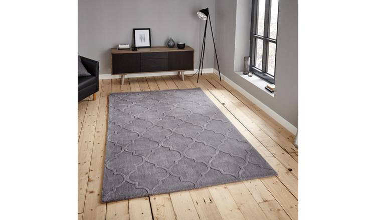 Mega Flooring Silver Handmade Geometric Rug - 120 x 170cm