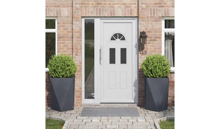 Walplus Pack of 2 Steel Garden Planter - Anthracite - 50 x 50 x 75 cm