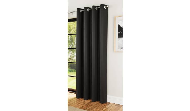 Enhanced Living Luna Plain Single Door Curtains - 168 x 214cm - Black