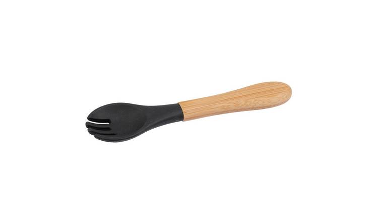 Tiny Dining Bamboo Baby Weaning Fork with Silicone Tip - Black