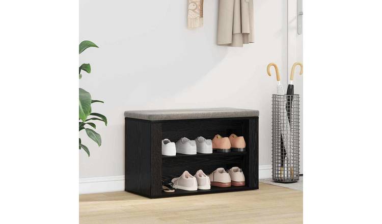 Walplus Engineered Wood Shoe Rack - Black Oak - 75 x 35 x 45 cm