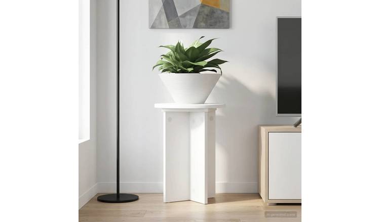 Walplus Pack of 2 Engineered Wood Plant Stand - White - 29.5 x 40 cm