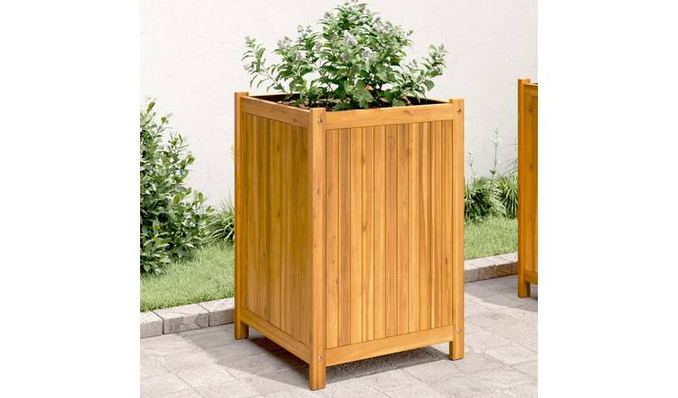 Walplus Acacia Wood Garden Planter - 50 x 50 x 75 cm