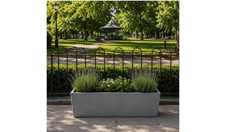 Fargro Home and Garden 89L Polystone Wide Trough Planter - Light Grey