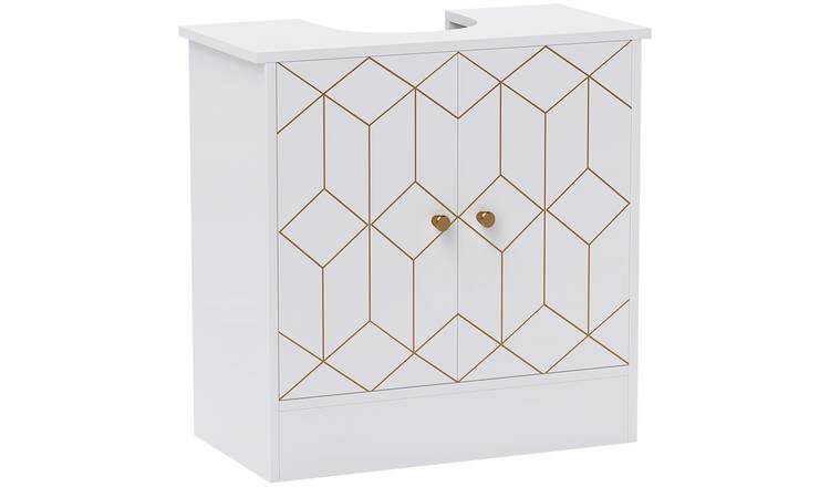 HOMCOM Bathroom Cabinet with Adjustable Shelf and Open Compartment - White