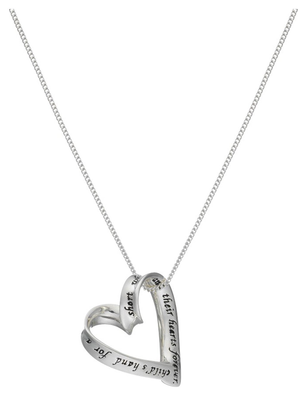 Moon & Back Silver Heart 'Mum' Pendant 18 Inch Necklace
