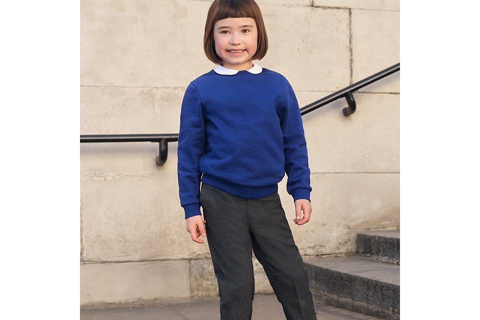 Blue & navy uniform.