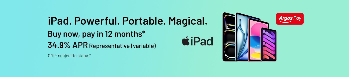 Apple iPad. iPad. Powerful. Portable. Magical. Buy now, pay in 12 months*. 34.9% APR Representative (variable). Offer subject to status*.
