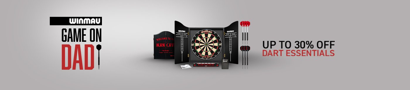 Winmau. Game on dad. Up to 30% off dart essentials.