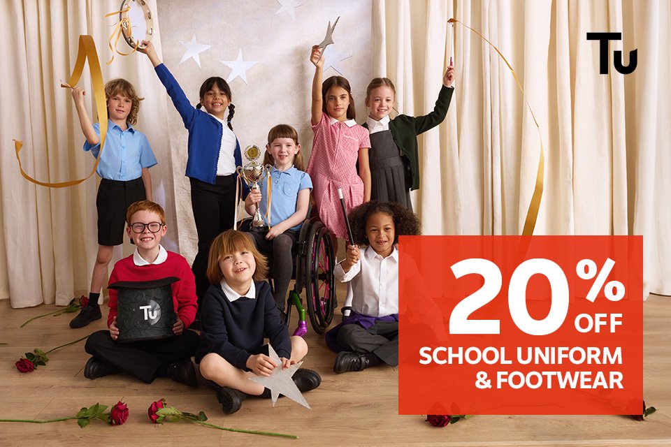 Tu. Save 20% off school uniform & footwear. Online & in-store.