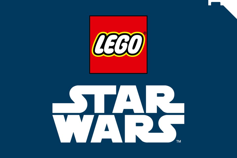 LEGO® and Star Wars logos on a navy blue background.
