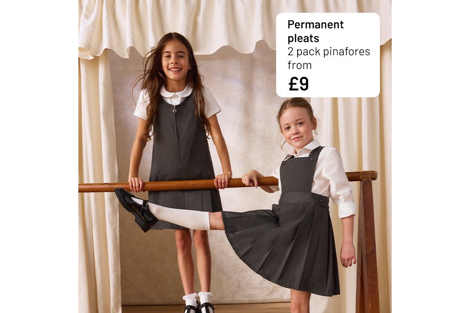 Permanent pleats 2 pack pinafores from £9.
