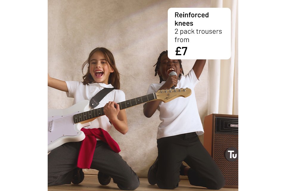 Reinforced knees 2 pack trousers from £7.
