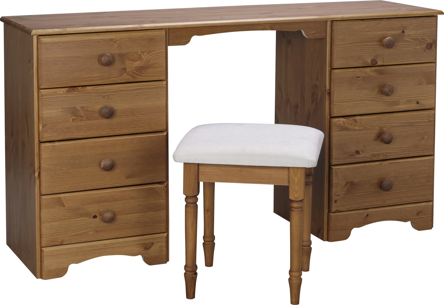 Argos Home Nordic 8 Drawer Dressing Table & Stool - Pine