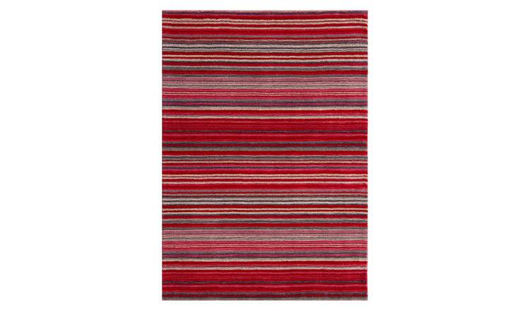 Mega Flooring Red Handmade Striped Rug - 200 x 285cm