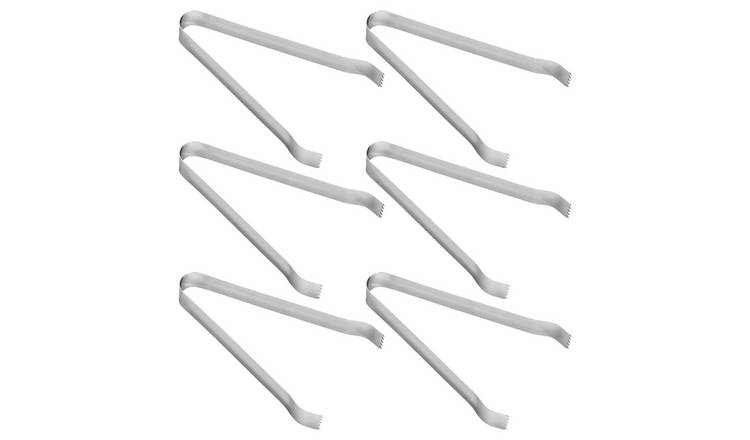 Rink Drink Stainless Steel Ice Tongs - Silver - Pack of 6