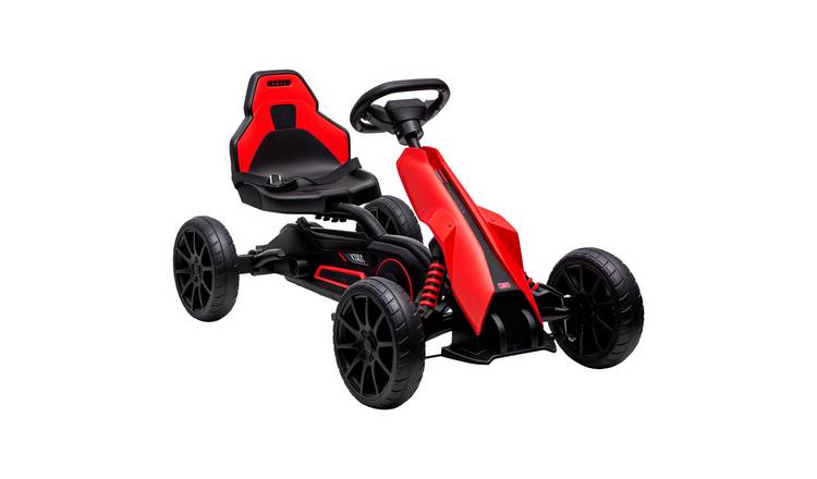 HOMCOM Adjustable Seat Swing Axle EVA Tyres Handbrake Kids Pedal Go Kart - Red