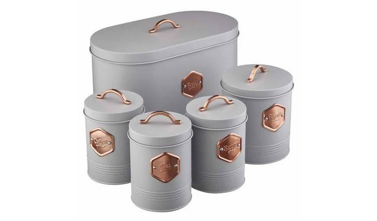 Cooks Professional 5 Piece Kitchen Cannister Storage Set - Grey/Copper