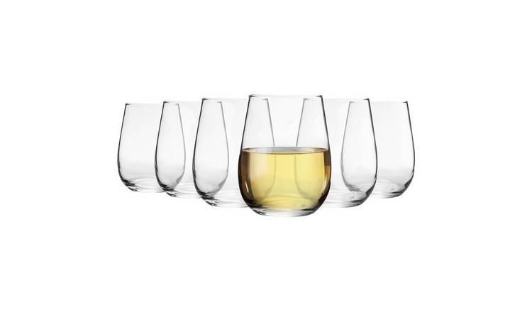 LAV Gaia Stemless White Wine Glasses -  Clear - Pack of 6