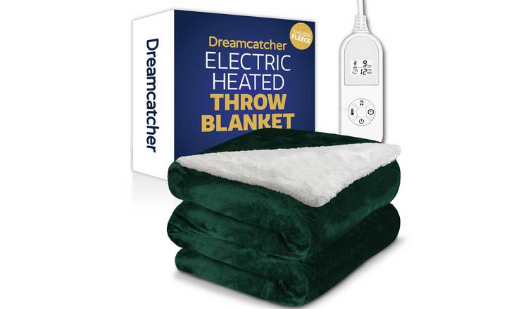 Dreamcatcher Sherpa Polyester Heated Throw Electric Blanket 160 x 120cm - Green