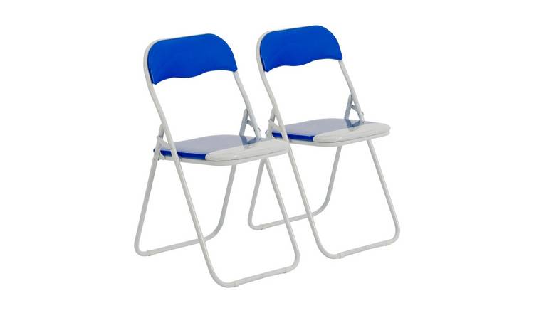 Harbour Housewares Coloured Padded Folding Chairs - Blue - Pack of 2