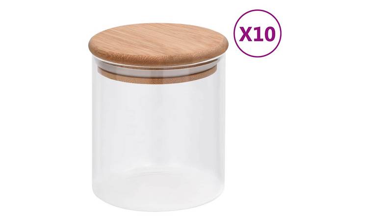 Walplus Pack of 10 Storage Jars with Lid 600 Ml - Transparent - 9.5 x 11 cm