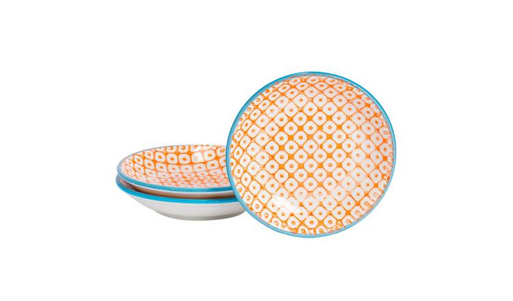 Nicola Spring Hand-Printed Sauce Dishes - 10cm - Orange - Pack of 3