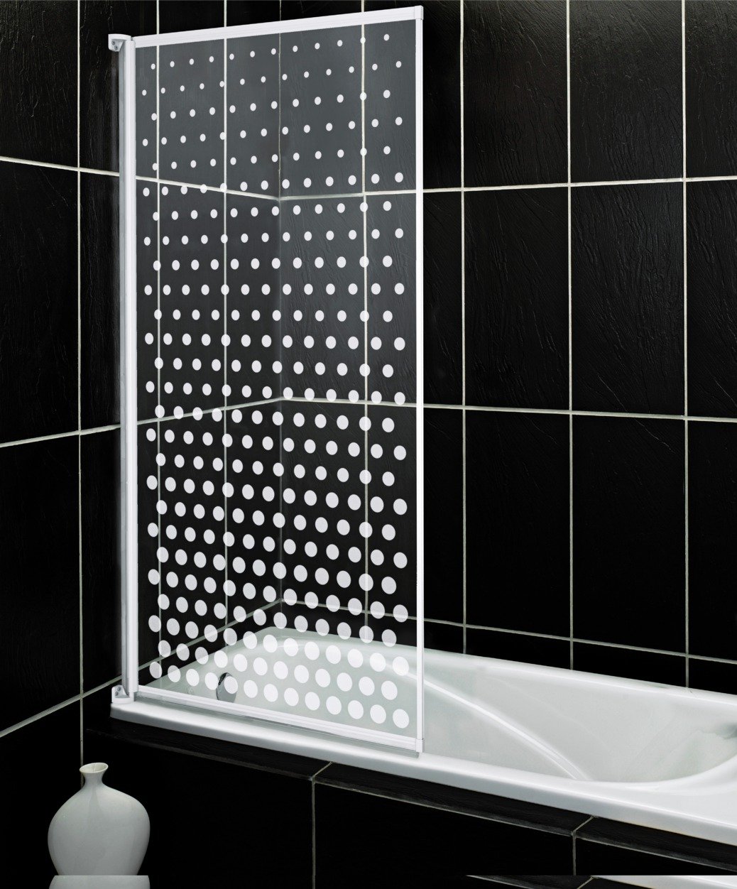 Argos Home Framed White Spotted Single Bath & Shower Screen