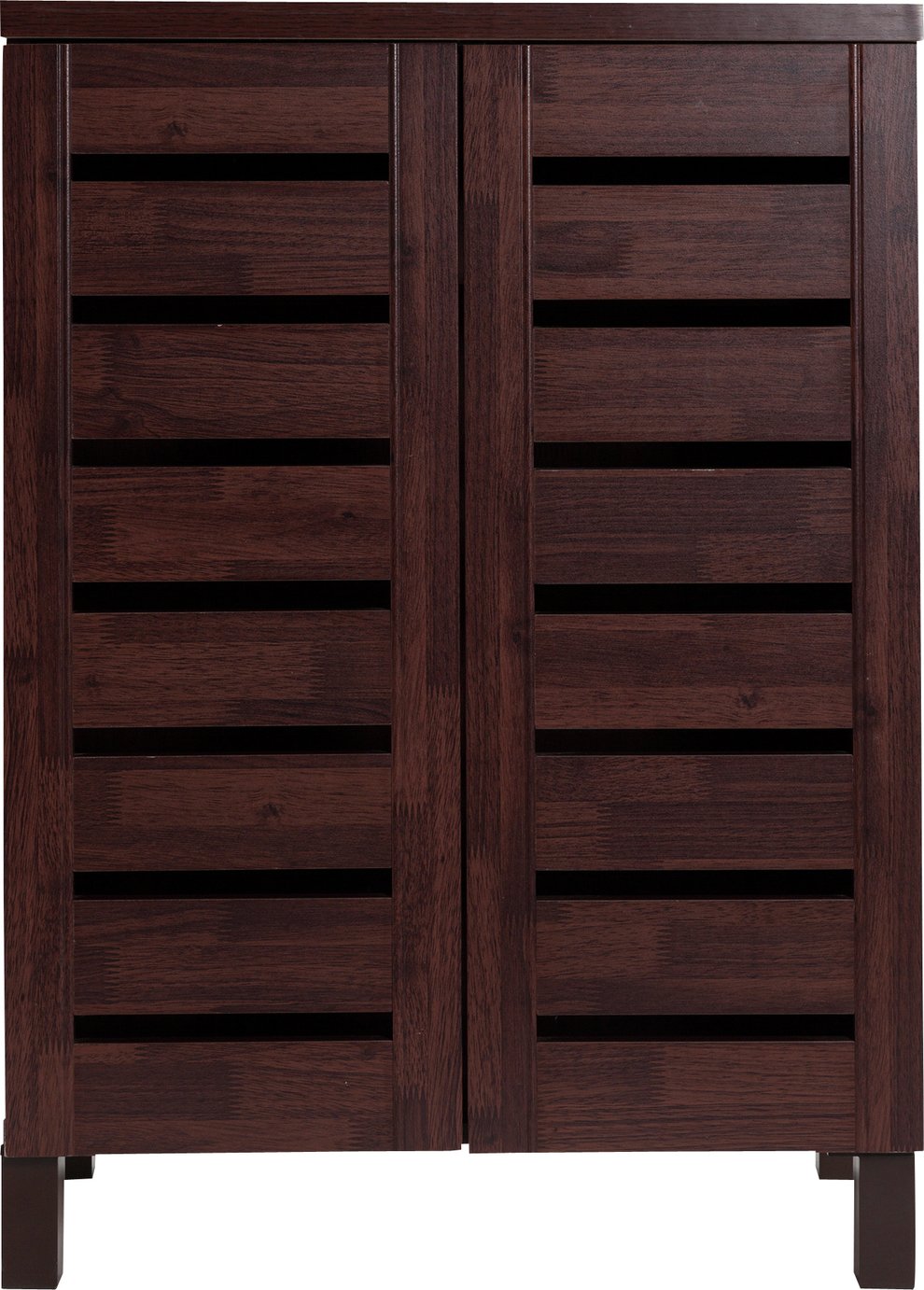 Argos Home Slatted Shoe Storage Cabinet - Mahogany Effect