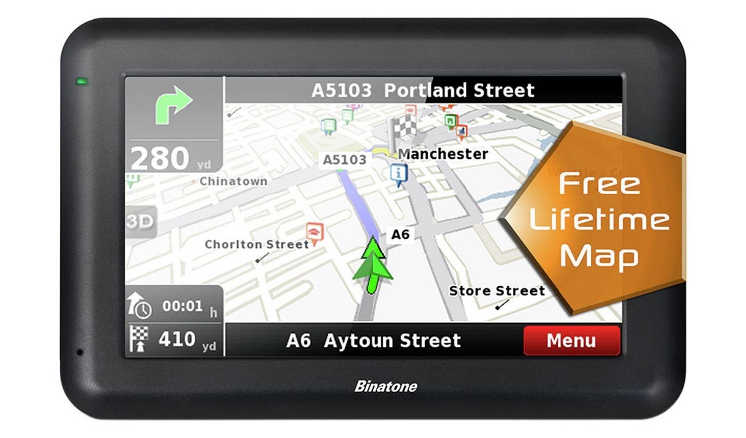 Binatone U435 4.3 Inch Sat Nav Lifetime Maps Uk & ROI Review