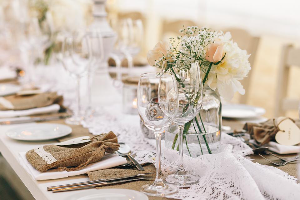 A beautiful table setting matching the rustic wedding theme.