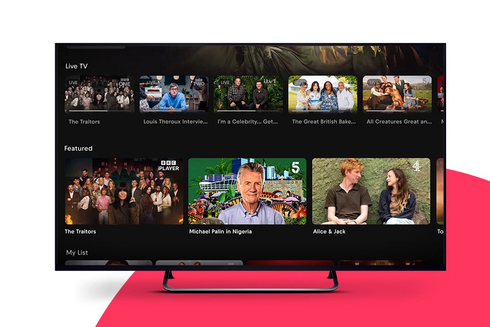 Freely's intuitive and interactive user interface displayed on a smart TV.