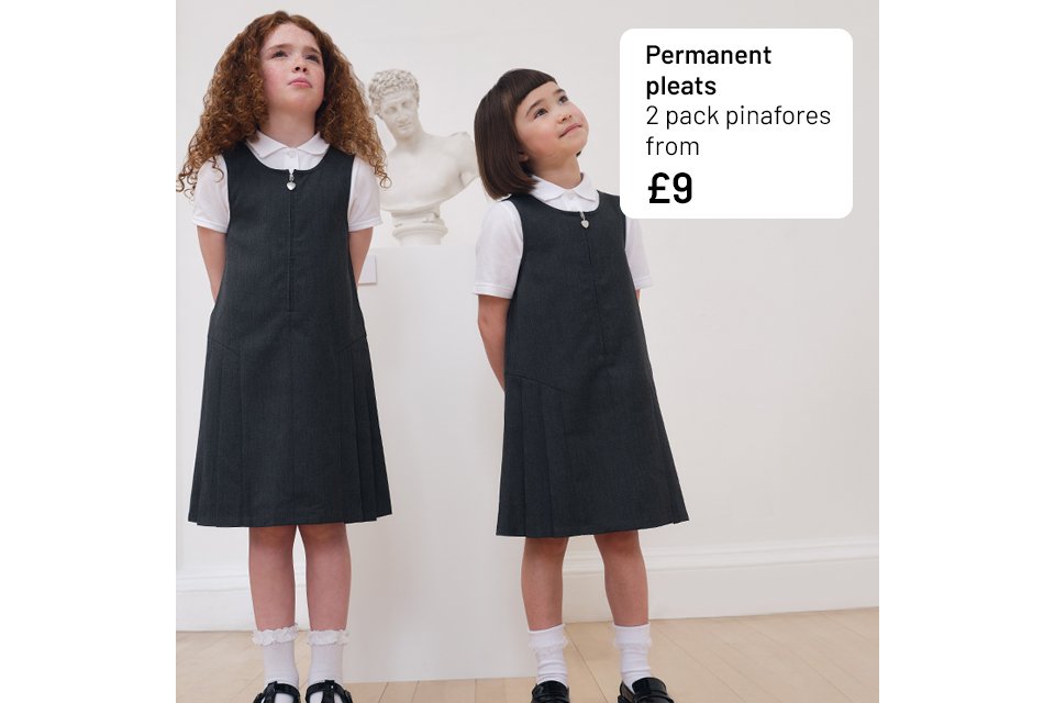 Permanent pleats 2 pack pinafores from £9.