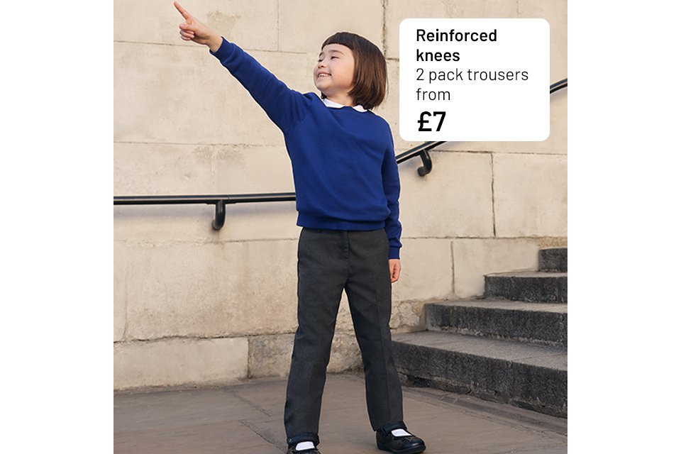 Reinforced knees 2 pack trousers from £7.