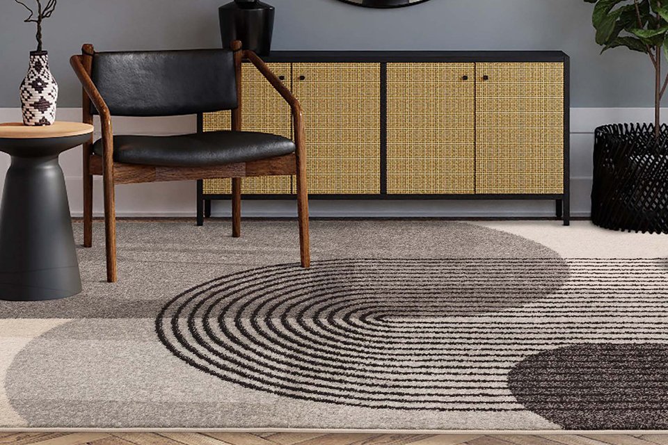 Asiatic Muse Retro Grey Cut Pile Rug.