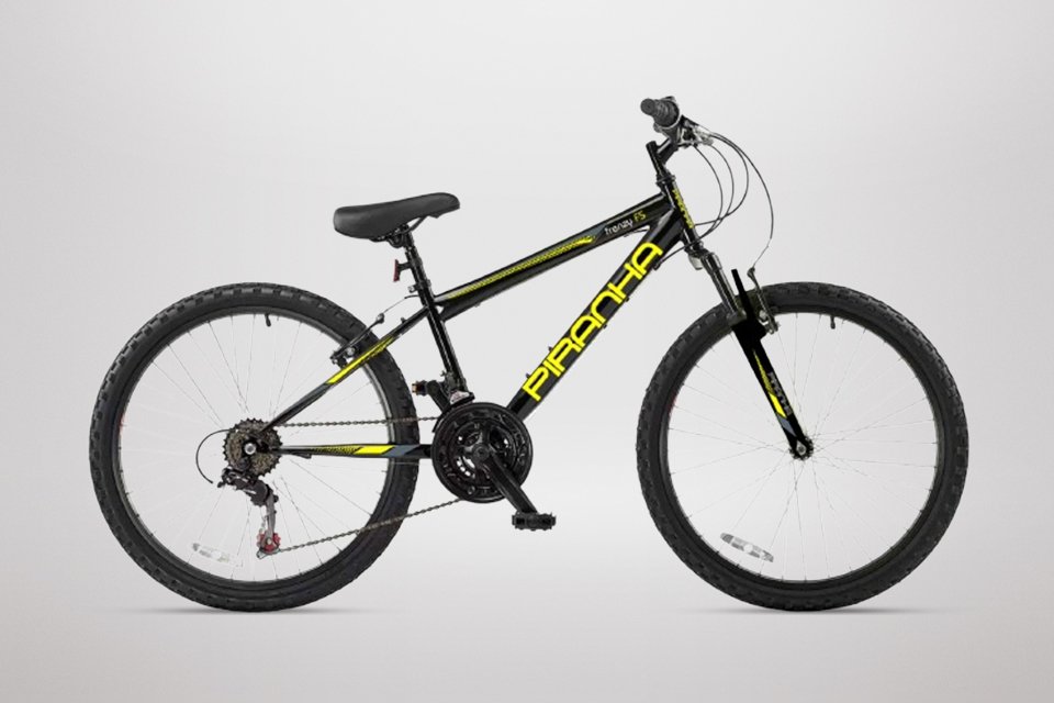 A Piranha Frenzy 24-inch wheel kids' mountain bike.