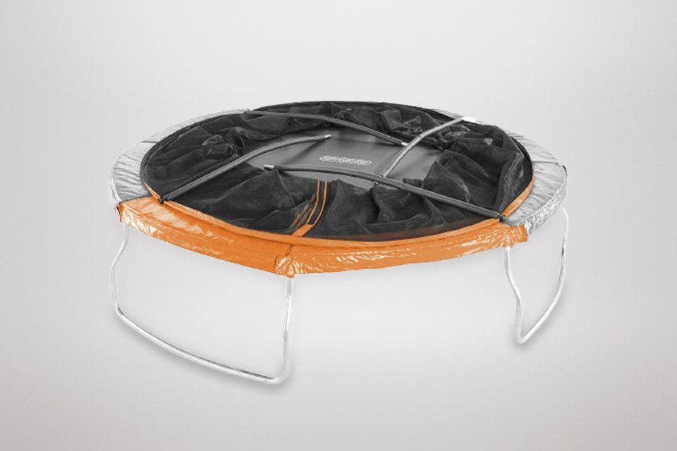 A Sportspower Sport-Pro 8ft trampoline with folding enclosure.