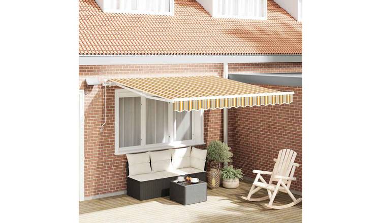 Walplus Polyester Retractable Awning - Multicolour - 300 x 250 cm - UV Resistant