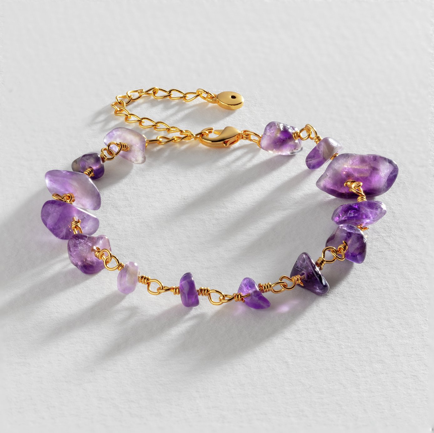 Revere Yellow Gold Plated Purple Amethyst Stone Bracelet