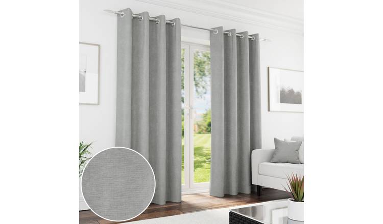 Enhanced Living Knightsbridge Eyelet Blackout Curtains - 117 x 183cm - Grey